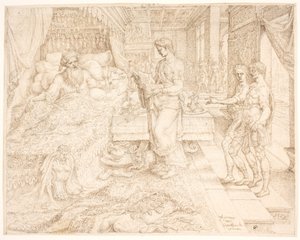 Ahasuerus, When He Could Not Sleep, Consulting the Records by Maarten van Heemskerck
