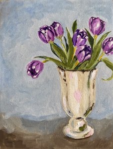 Purple Tulips In Vase by Madison Phipps