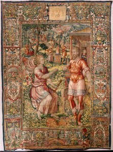 Diocesan museum (Museo Diocesano). Flemish tapestry. Brussels. Atelier François Geubels. Series Story of Gideon. Gideon and the angel. Silk and wool. Bequest of Bishop Vicente Roca de la Serna. Baroque. 1534-1571, in the cathedral since