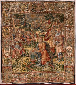 Diocesan museum (Museo Diocesano). Flemish tapestry. Brussels. Atelier François Geubels. Series Story of Gideon. The miracle of the woollen fleece. Silk and wool. Bequest of Bishop Vicente Roca de la Serna. Baroque. 1534-1571, in the cathedral since