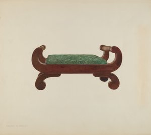 Foot Stool - Mahogany with Horse Hair Covering, c. 1939 by Magnus S. Fossum