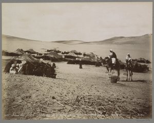 Camp with Tents and Camels in the Desert of (Presumably) Egypt by Maison Bonfils