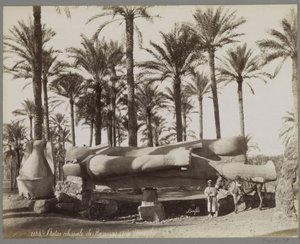 Reclining Statue of Ramses II in Memphis, with a Boy and a Donkey in the Foreground