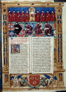 The Council of Ten The Doge is in the Center. Page Taken from a Description or Deals with the Government and Regime of the City and Seigneury of Venice Realized by Admiral Louis Malet de Graville, Illuminated by the Master of Philip de Geldre (16th Century by Maitre de Philippe de Gueldre