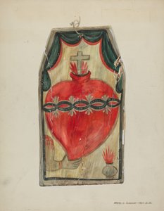 Retablo Sacred Heart, c. 1939 by Majel G. Claflin