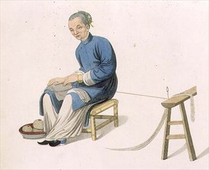 An Old Woman Twisting Cotton, plate 57 from 
