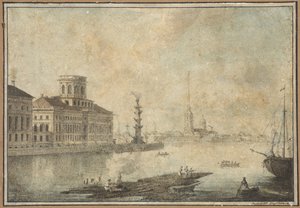 View of the Neva and the Academy of Sciences by Maksim Nikiforovich Vorobiev