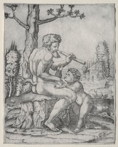 Faun and Child by Marcantonio Raimondi