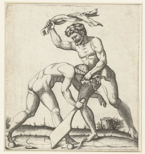 Man Fighting with Woman as Personification of Fortune (Fortuna)