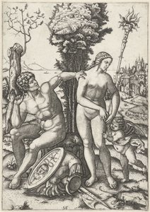 Mars and Venus as Lovers with Cupid by Marcantonio Raimondi