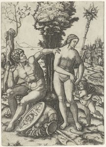 Mars and Venus as Lovers with Cupid by Marcantonio Raimondi