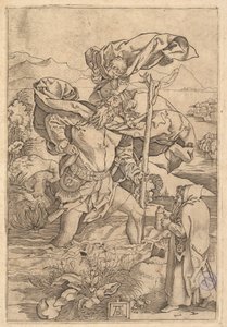 Saint Christopher Crossing the River with Christ in the Form of a Putto on His Shoulder