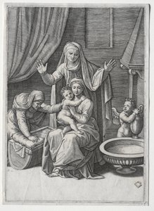 The Virgin and the Cradle with Saint Elisabeth and Saint Anne by Marcantonio Raimondi