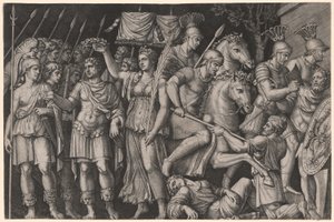 Trajan Crowned by Victory by Marcantonio Raimondi