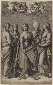 Saint Cecilia by Marcantonio Raimondi after Raphael