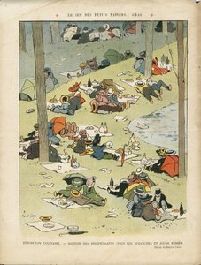Illustration of Marcel Capy (1865-1941) in Le Lire, 28/05/10 - The game of little greasy papers - Hobbies, Picnic, Gastronomy cook by Marcel Amable O.L. Capy