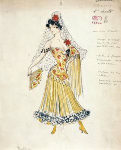 Sketch of costume for flamenco dancers for Carmen by Georges Bizet by Marcel Multzer
