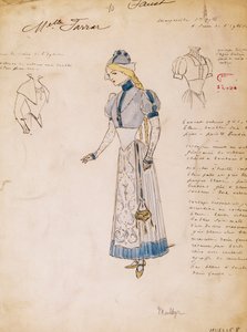 Margherita, Sketch of Costume for Faust by Charles Gounod, Created by Multzer by Marcel Multzer