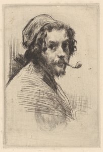 Self-Portrait of Marcellin Gilbert Desboutin with Pipe by Marcellin Gilbert Desboutin