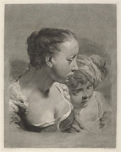 Young Woman and a Boy Facing Right by Marco Alvise Pitteri after Giovanni Battista Piazzetta