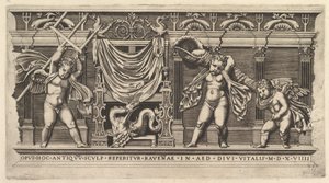 Speculum Romanae Magnificentiae: Bas-Relief with Three Cupids, 1519 by Marco Dente