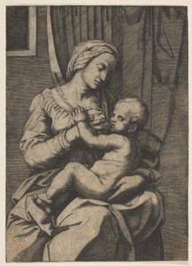 Virgin Nursing the Infant Christ on Her Lap by Marco Dente