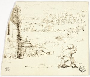 Landscape with Boy in Foreground by Marcus Stone