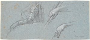 Two Studies of Hands and Study of Female Torso with Outstretched Arm by Marcus Tuscher