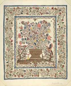 Applique and Embroidered Coverlet, 1935-1942 by Margaret Concha