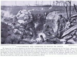 Lance Corporal Best awarded a DCM for commencing to rebuild his trench near Yser Canal under heavy fire August 1915