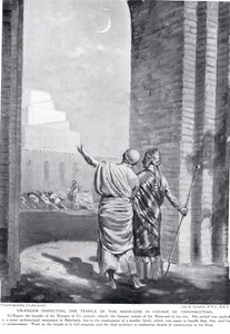 Ur-Engur inspecting the Temple of the Moon-God in the course of construction, illustration from 