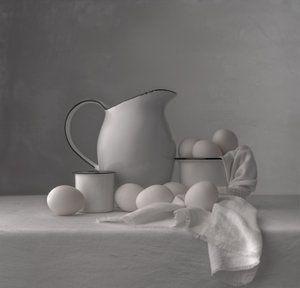 Fresh Eggs White Pitcher by Margareth Perfoncio