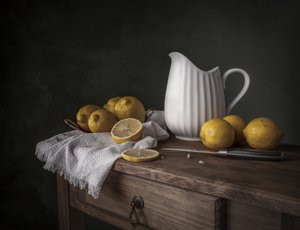 Fresh Lemons on Wood by Margareth Perfoncio