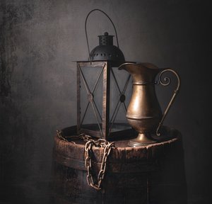 Rustic Lantern and Pitcher