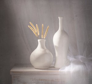 White Vases Soft Light by Margareth Perfoncio