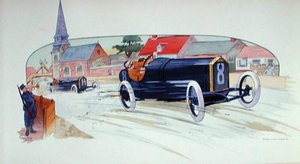 A Peugeot Racing Car in the Grand Prix de France of 1911 by Marguerite (fl.1909 14) Montaut