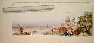 The Spiess Zodiac Airship, Published by Mabileau, Paris by Marguerite (fl.1909 14) Montaut