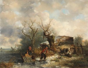 Winter Landscape with Playing Children by Mari ten Kate