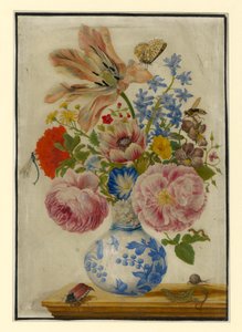 Chinese Vase with Roses, Poppies, and Carnations