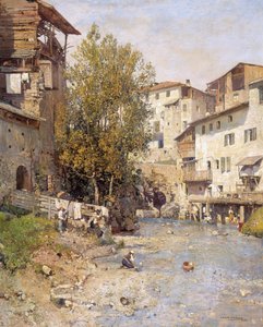 Landscape with a Village on the Outskirts of Rome by Mariano Barbasan Lagueruela