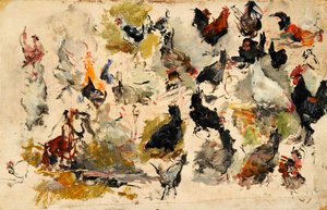 Roosters Study by Marià Fortuny