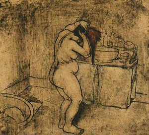 Catherine Nude Combing her Hair