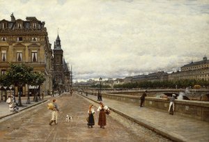Early Morning Along the Seine by Marie Francois Firmin Girard
