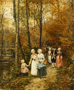 The Afternoon Stroll by Marie Francois Firmin Girard