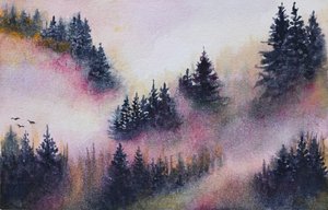 Colorful Misty Forest