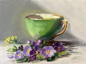 Green Teacup Pansies