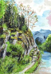 Serene Mountain River Scene by Marina Kozyr