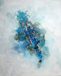 Deep Blue Gold Abstract by Marina Nelson