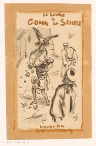 Man with Tray Attacked by a Bird of Prey by Marius Bauer (signed by artist)