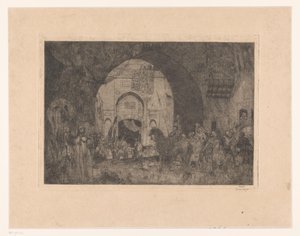 Eastern Riders and People by a Gate by Marius Bauer (signed by artist)